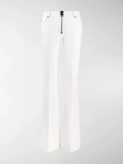 Shop Tom Ford Maxi Zip Flared Trousers In White