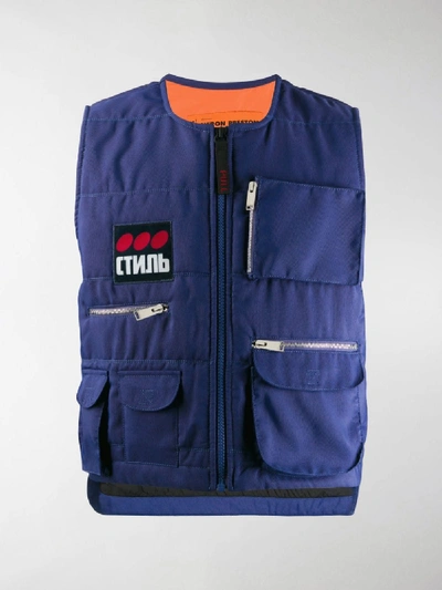 Shop Heron Preston Logo Patch Vest In Blue