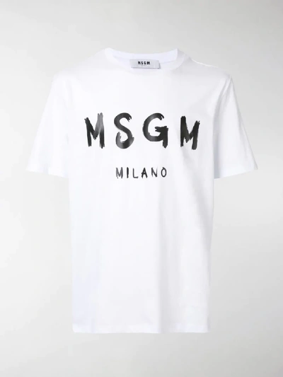 Shop Msgm Printed Logo T-shirt In White