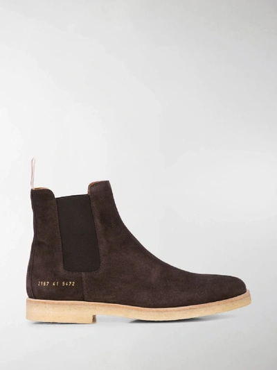 Shop Common Projects Elasticated Side Panel Boots In Brown