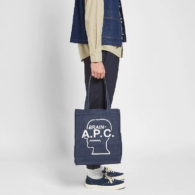 Shop Apc A.p.c. X Brain Dead Denim Tote Bag In Blue