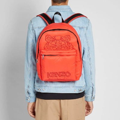 Shop Kenzo Tiger Embroidered Nylon Backpack In Red