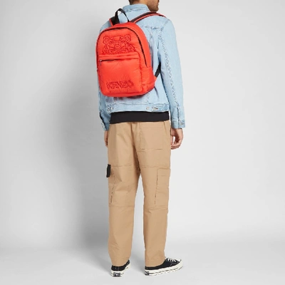 Shop Kenzo Tiger Embroidered Nylon Backpack In Red