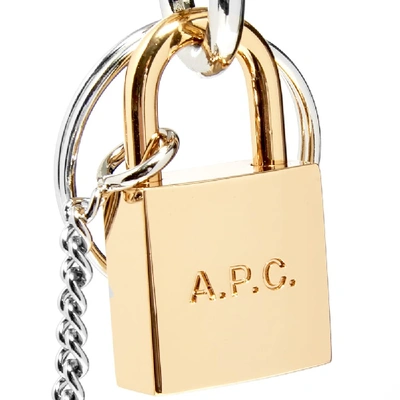 Shop A.p.c. Padlock Key Chain In Silver