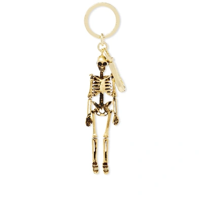 Shop Alexander Mcqueen Dancing Skeleton Keyring In Gold