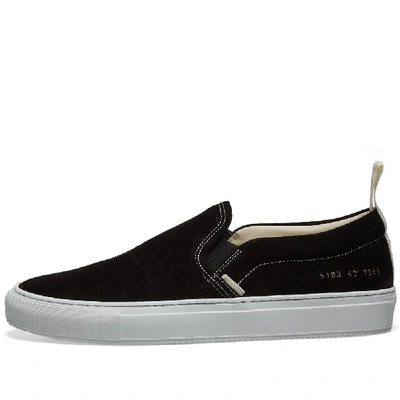 Shop Common Projects Slip On Suede In Black