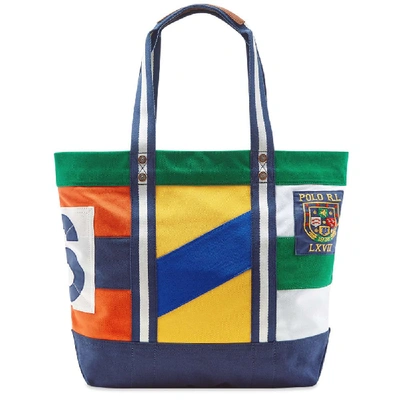 Shop Polo Ralph Lauren Flag Patchwork Shopper Tote In Multi