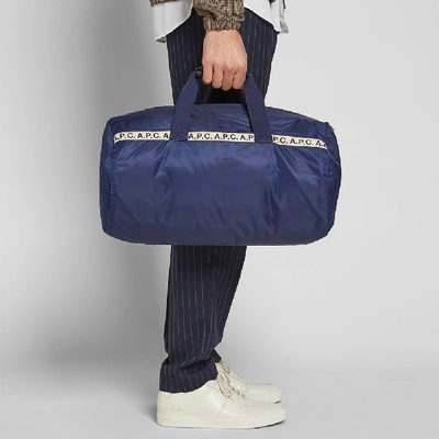 Shop A.p.c. Maybellene Tape Logo Gym Bag In Blue