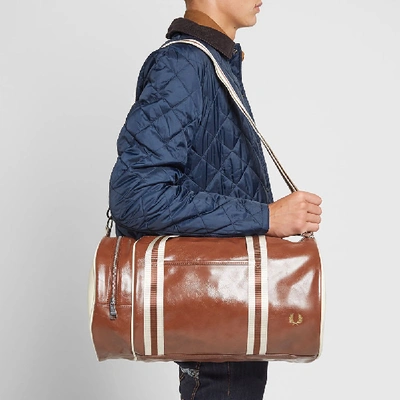 Shop Fred Perry Authentic Classic Barrel Bag In Brown