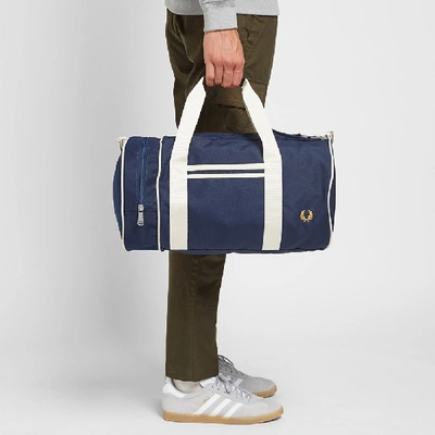 Shop Fred Perry Authentic Twin Tipped Barrel Bag In Blue