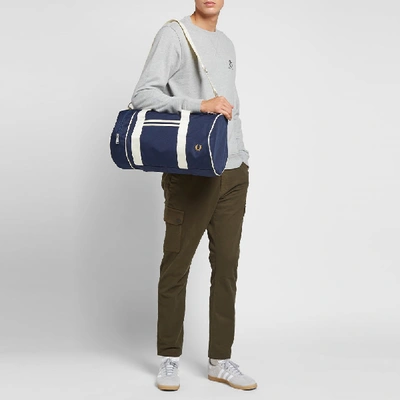 Shop Fred Perry Authentic Twin Tipped Barrel Bag In Blue