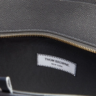 Shop Thom Browne Grosgrain Strap Tote Bag In Grey