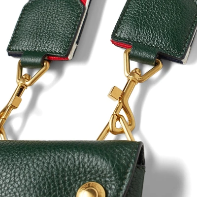 Shop Thom Browne Leather Phone Holder Bag With Grosgrain Strap In Green