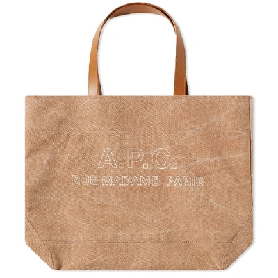 Shop Apc A.p.c. Igor Stitch Tote Logo Bag In Brown
