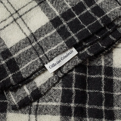 Shop Officine Generale Japanese Wool Check Scarf In Black