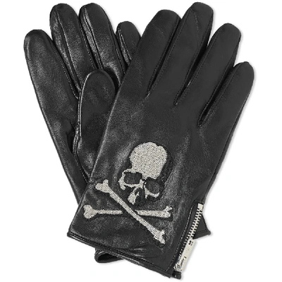 Shop Mastermind Japan Mastermind World Embroidered Skull Leather Glove In Black