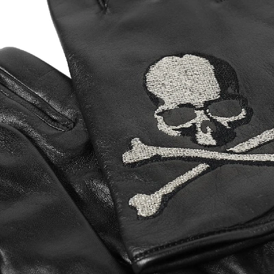 Shop Mastermind Japan Mastermind World Embroidered Skull Leather Glove In Black
