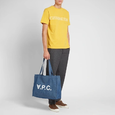 Shop Apc A.p.c. Daniel Logo Tote Bag In Blue