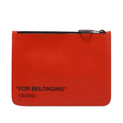 Shop Off-white Quote Flat Pouch In Orange