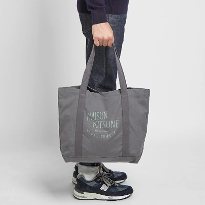 Shop Maison Kitsuné Palais Royal Shopping Bag In Grey