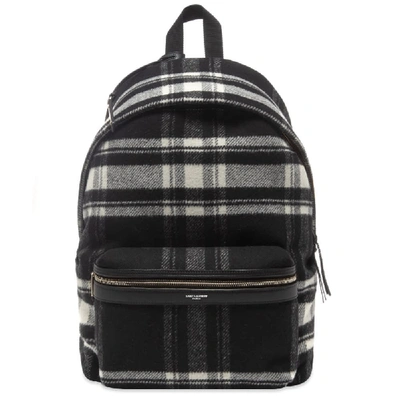 Shop Saint Laurent Flannel Check City Backpack In Black