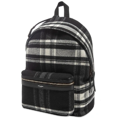 Shop Saint Laurent Flannel Check City Backpack In Black