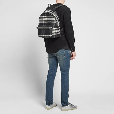 Shop Saint Laurent Flannel Check City Backpack In Black