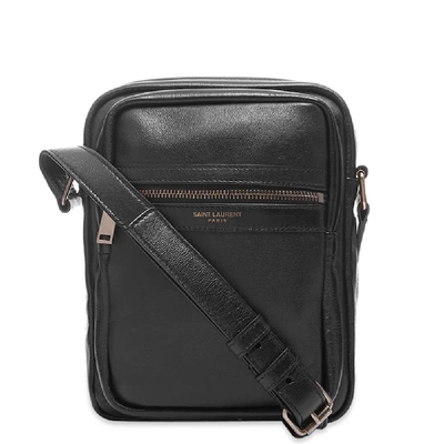 Shop Saint Laurent Leather Sacoche Shoulder Bag In Black