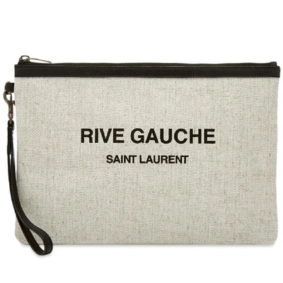 Shop Saint Laurent Ysl Rive Gauche Pouch In White