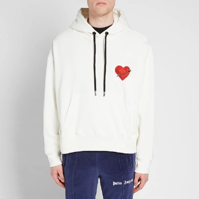 Shop Palm Angels Pin My Heart Popover Hoody In White