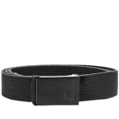 Shop Fred Perry Slim Graphic Webbing Belt In Black