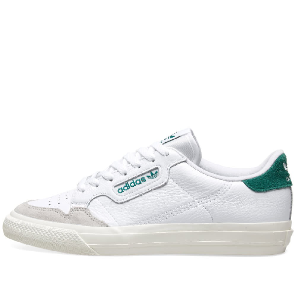 adidas original continental 80 vulc trainers in leather with green tab