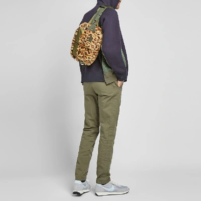 Shop Sacai X Porter-yoshida & Co. Leopard Faux Fur Waist Bag In Green