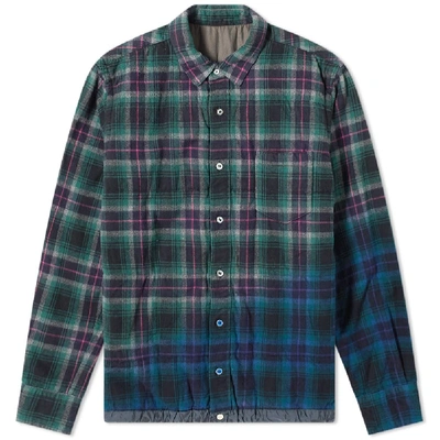 Shop Sacai Check Shirt In Green