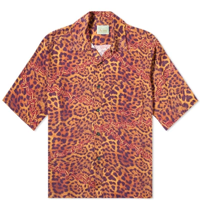 Shop Aries Leopard Chains Hawaiian Shirt In Orange
