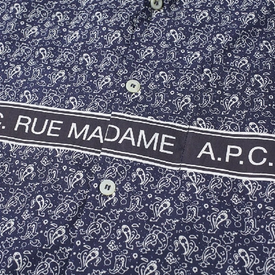 Shop Apc A.p.c. Short Sleeve Logo Pattern Shirt In Blue