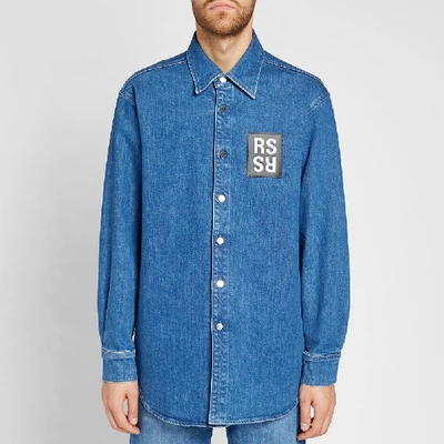 Shop Raf Simons Denim Shirt Jacket In Blue