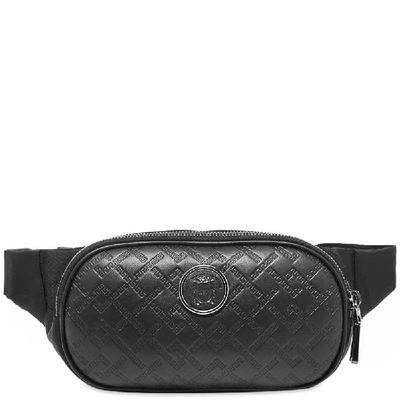 Shop Versace Leather Embossed Greek Logo Waist Bag In Black