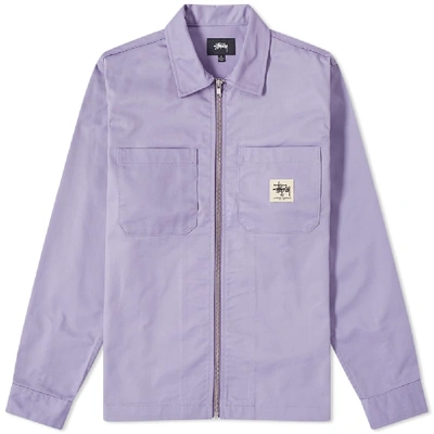 Zip Up Work Shirt In Purple