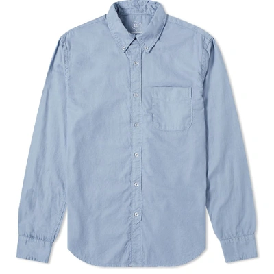 Shop Save Khaki Garment Dyed Button Down Oxford Shirt In Blue