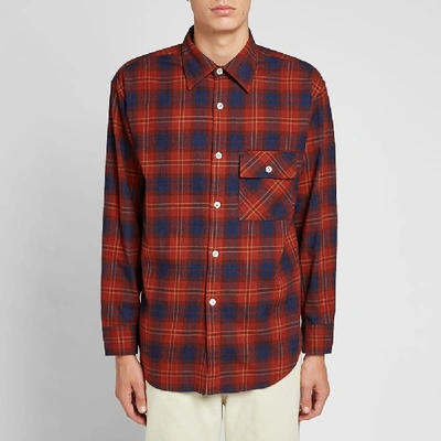 Shop Arpenteur Heavy Flannel Doris Check Overshirt In Red