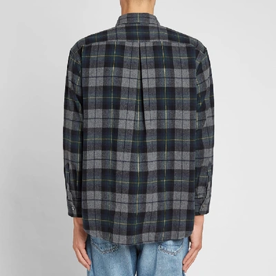 Shop Arpenteur Heavy Flannel Doris Check Overshirt In Grey