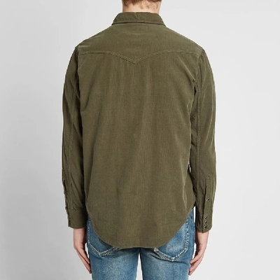 Shop Saint Laurent Classic Western Corduroy Shirt In Green