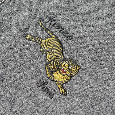 Shop Kenzo Jumping Tiger Half-zip Hoody In Grey