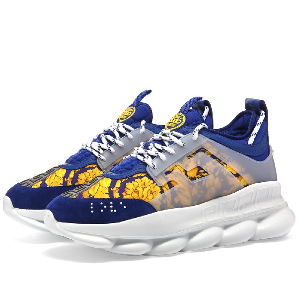 versace chain reaction sneakers blue