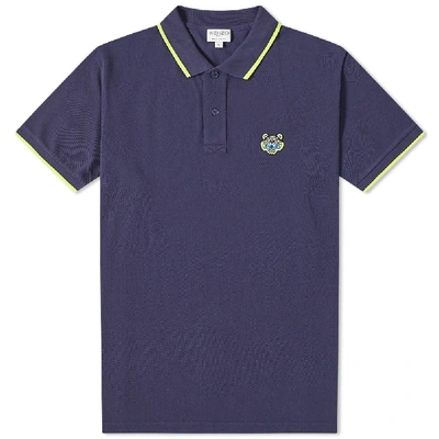 Shop Kenzo Tiger Crest Polo In Blue