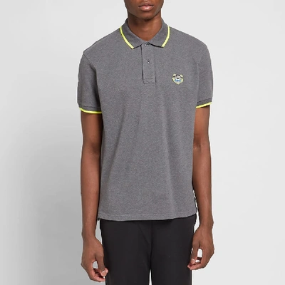 Shop Kenzo Tiger Crest Polo In Grey