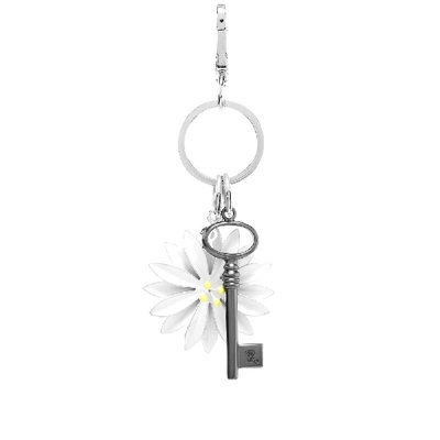 Shop Raf Simons Flower Keyring In Silver