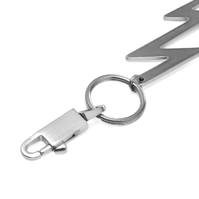 Shop Rick Owens Lightning Bolt Keyring In Silver