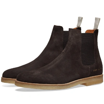 Shop Common Projects Suede Chelsea Boot In Brown